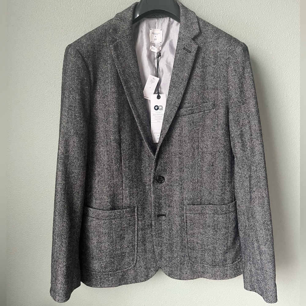 GapxGQ Brooklyn Tailors Herringbone Sportcoat, Size Small